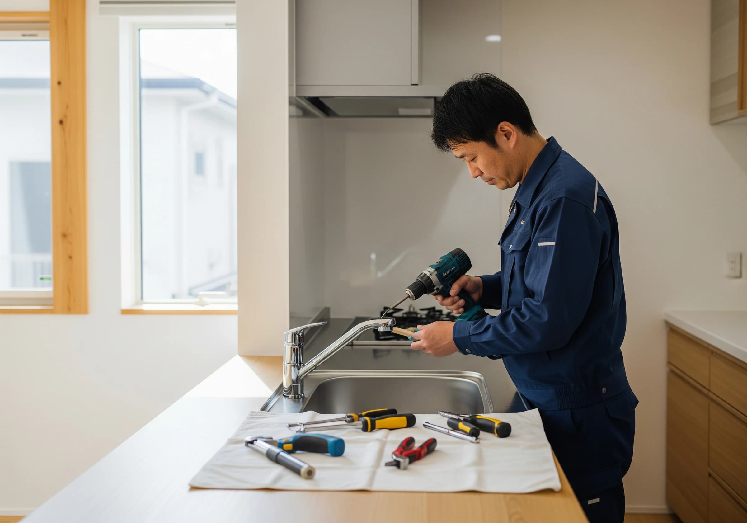 住宅のリフォーム工事を行う職人の様子